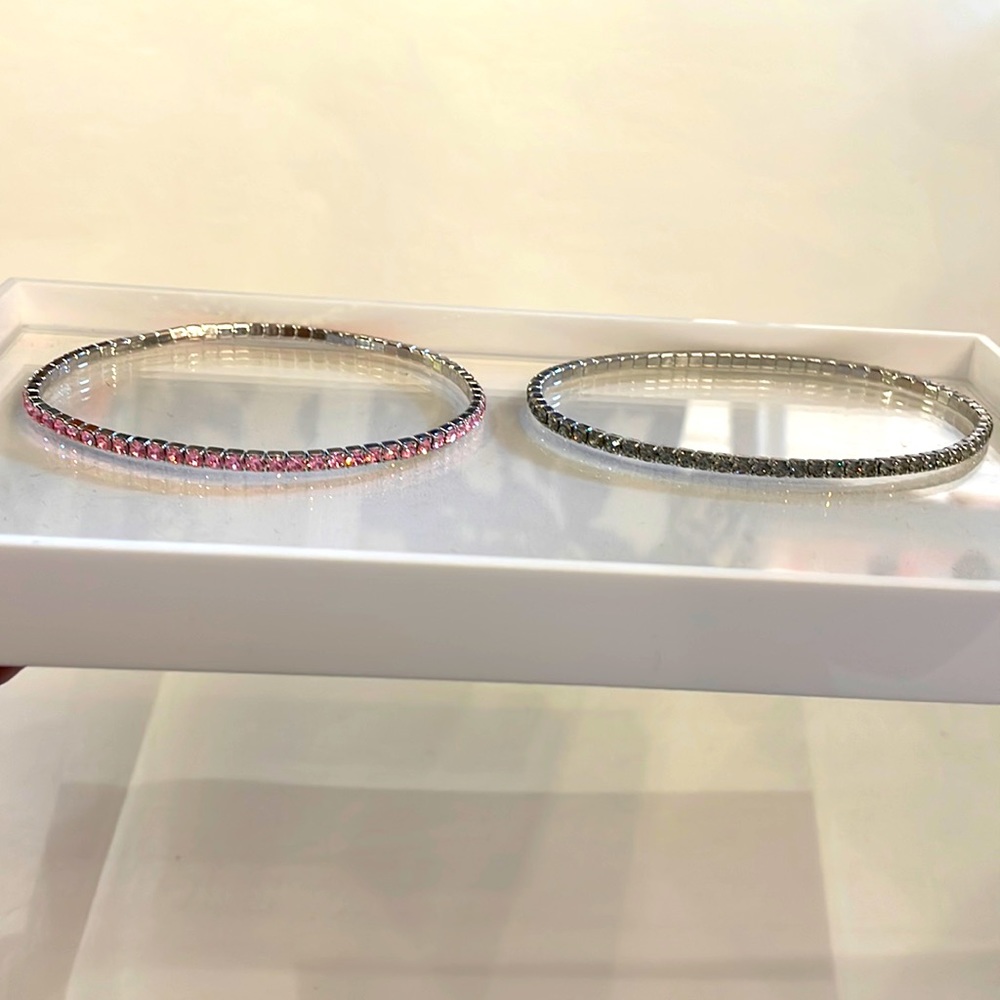 Swarovski NWOT tennis stretch anklets - 2, pink and black diamond